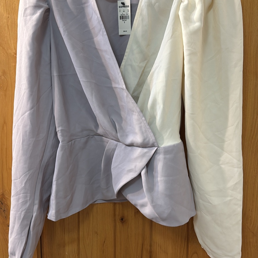 Express Two-Tone Blouse in Lavender and Cream